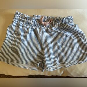 H&M Blue and White Striped High Waist Shorts
